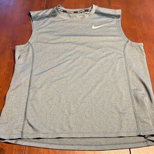 Nike Men’s Light  Green/Olive Heather Performance Tank with White Swoosh